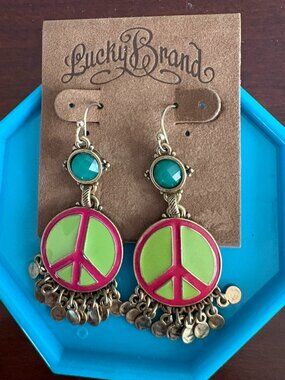 Lucky Brand "Peace Sign" Earrings NWT